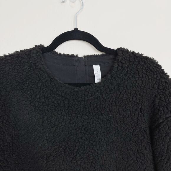 New Lululemon Wool Whenever Crew Womens 6 Black Sherpa Fleece Cozy Pullover - Picture 3 of 8